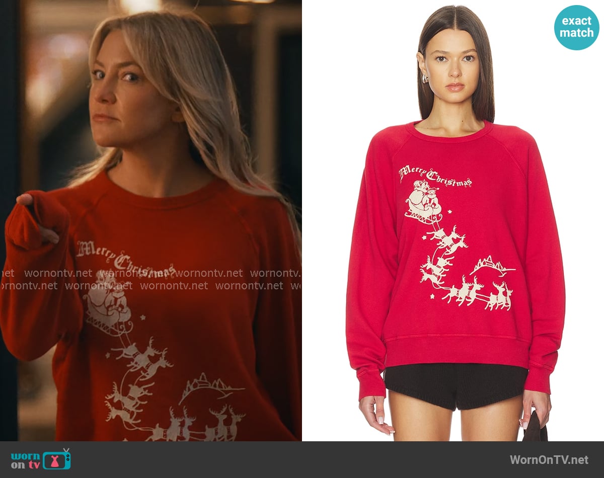 The Great The College Sweatshirt in True Red worn by Isla Gordon (Kate Hudson) on Running Point