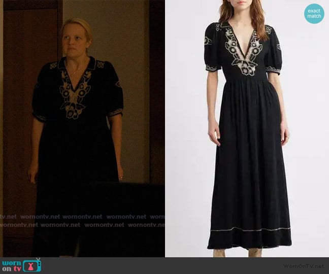 The Great The elysian floral embroidered georgette maxi dress worn by Mary (Elisabeth Moss) on Imperfect Women