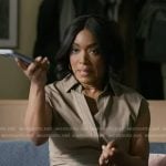 Athena's khaki wrap front top on 9-1-1