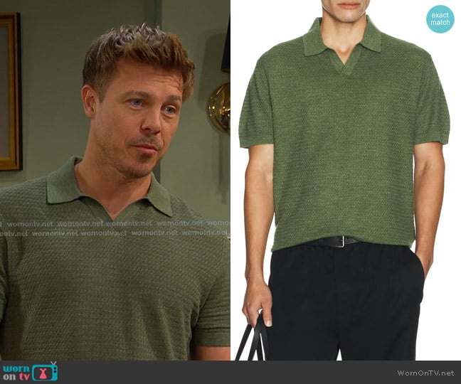 Theory Brenan Polo in Orchard worn by  Jeremy Horton (Michael Roark) on Days of our Lives