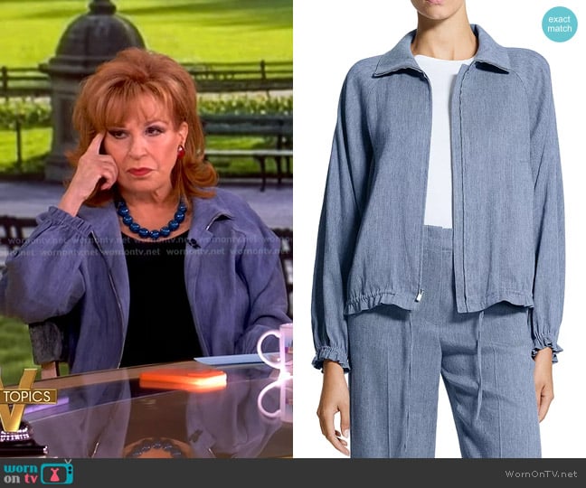Theory Ruffled Denim Jacket worn by Joy Behar on The View