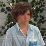 Thomas’s blue print short sleeve shirt on Days of our Lives