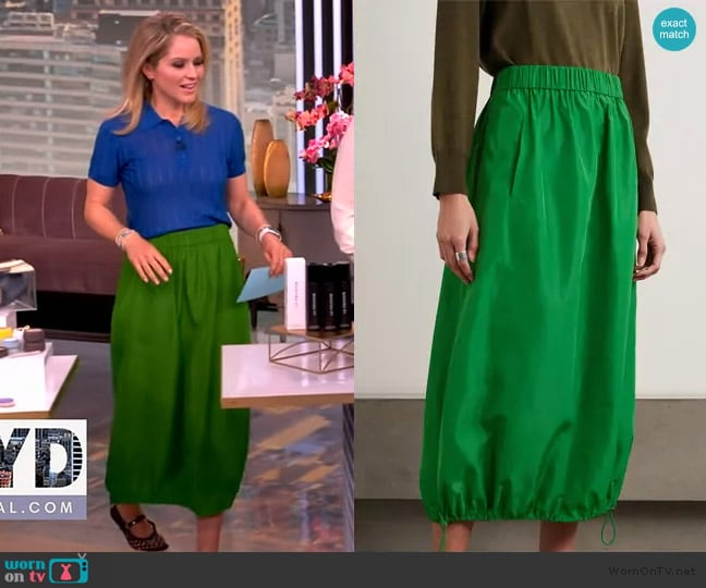 Tibi Italian Sporty Nylon Maxi Anorak Skirt worn by Sara Haines on The View