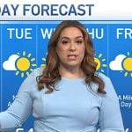 Violeta Yas’s light blue tie waist sheath dress on Today