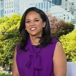 Laura’s purple tie neck top and cropped pants on Today