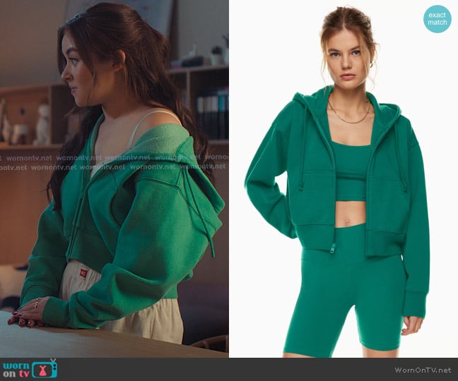 Tna Extra Fleece Boyfriend Boxy Zip Hoodie in biome green worn by Katherine Song-Covey (Anna Cathcart) on XO Kitty