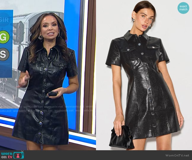 Toccin Short Sleeve Faux Leather Dress worn by Adelle Caballero on Today