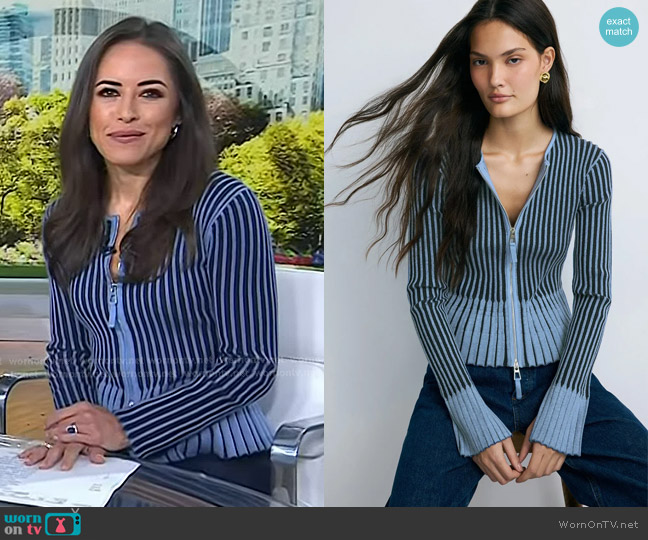 Toccin Two Tone Rib Knit Cardigan worn by Kaylee Hartung on Today