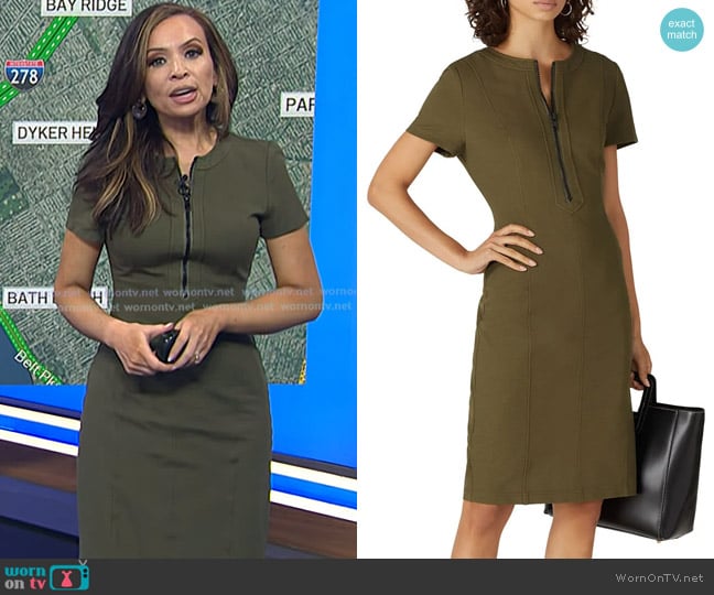 Toccin Zip Front Dress in Olive worn by Adelle Caballero on Today