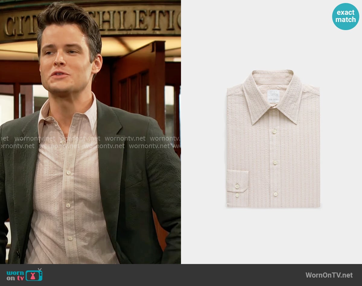 Todd Snyder Seersucker Long Point Collar Dress Shirt worn by Kyle Abbott (Michael Mealor) on The Young and the Restless