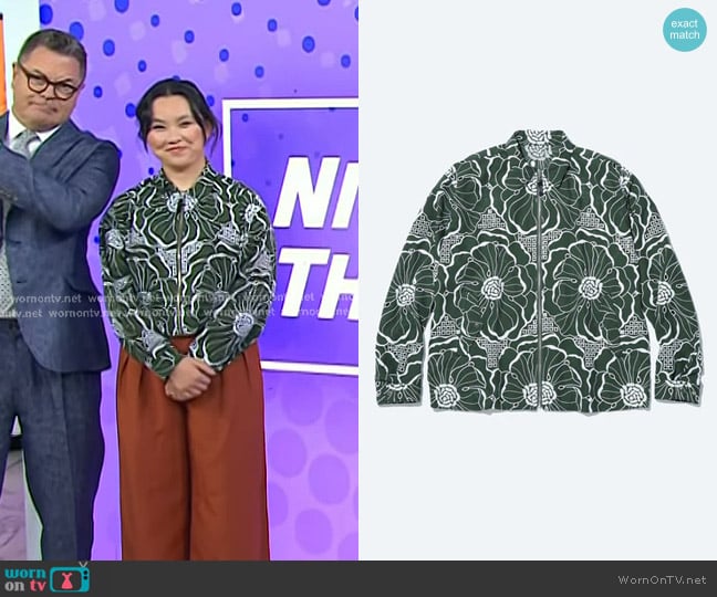 Toga Virilis Embroidery Blouson in Green worn by Thaddea Graham on Today