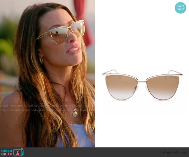 Tom Ford Veronica Cat Eye Sunglasses worn by Alicia Carmody on The Real Housewives of Rhode Island