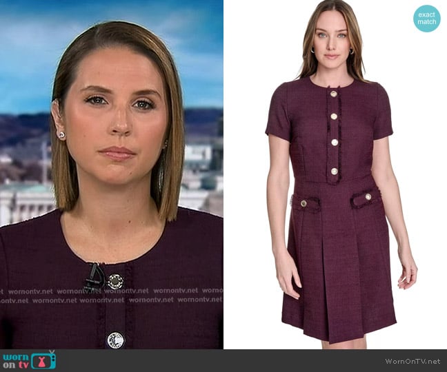 Elizabeth’s purple short sleeve tweed dress on GMA