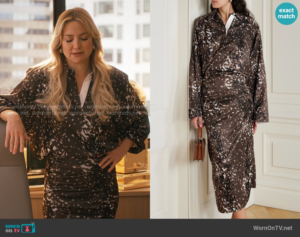 Tory Burch Jacquard midi dress worn by Isla Gordon (Kate Hudson) on Running Point
