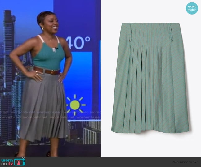 Tory Burch Pleated Wool Skirt worn by (Quinta Brunson) on Uncategorized