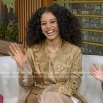 Chase Infiniti’s mixed media trench coat on Good Morning America