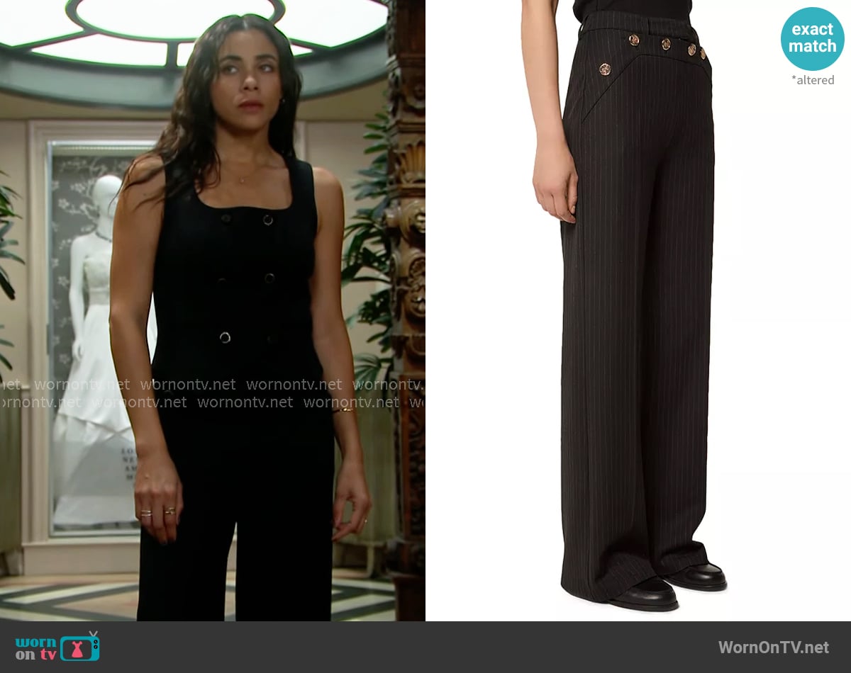 Tresse Paxtona Pinstriped Pants worn by Daphne Rose (Murielle Hilaire) on The Bold and the Beautiful