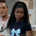Trina’s bow graphic tee on General Hospital