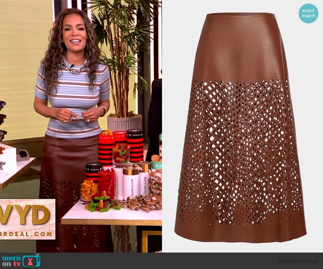 TWP The A-Line Laser Cut Leather Skirt worn by Sunny Hostin on The View