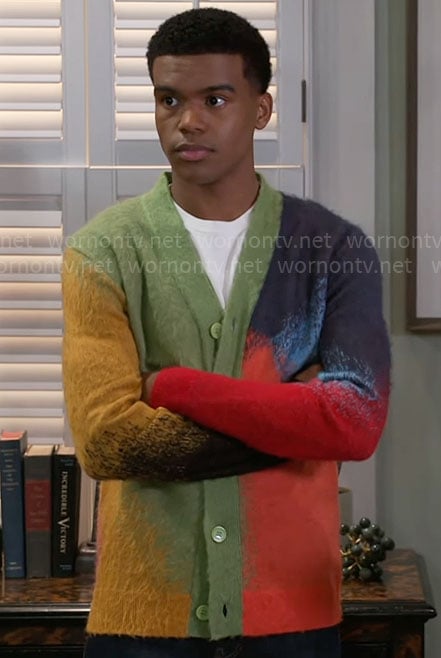 Tyrell’s multicolored cardigan on Beyond the Gates