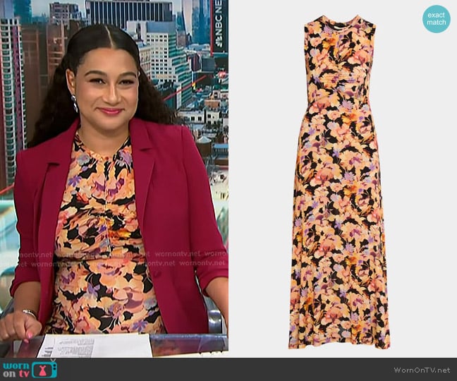 Ulla Johnson Lina Jersey Dress in Night Bloom worn by Morgan Radford on NBC News Daily