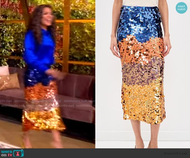 Ulla Johnson Matilde Sequin Knit Skirt worn by Sunny Hostin on The View