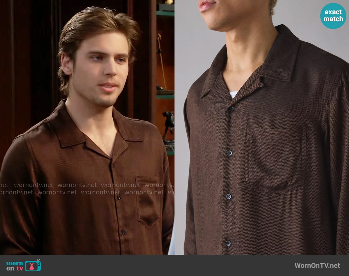Urban Outfitters Herringbone Drapey Long Sleeve Shirt worn by Will Spencer (Crew Morrow) on The Bold and the Beautiful