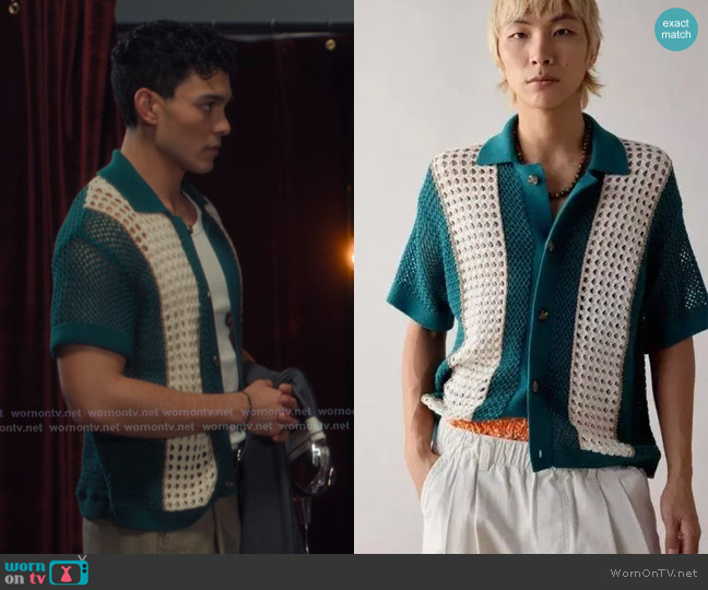 Urban Outfitters Norwich Patchwork Polo Sweater worn by Quincy Shabazian (Anthony Keyvan) on XO Kitty