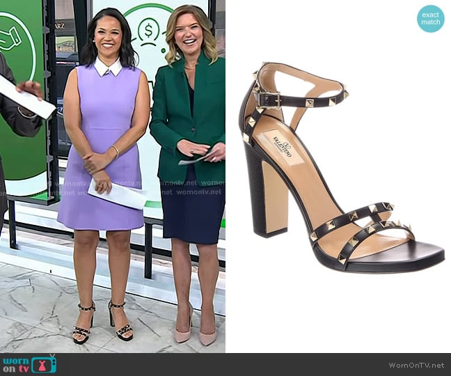 Valentino Rockstud Grainy Leather Sandal worn by Laura Jarrett on Today