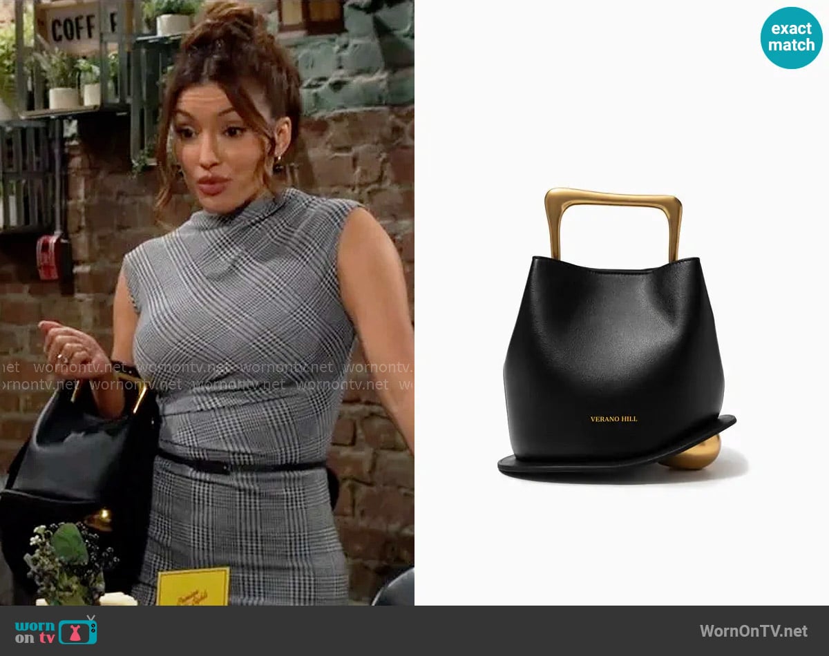 Verano Hill Vienna Handbag in Black worn by Audra Charles (Zuleyka Silver) on The Young and the Restless
