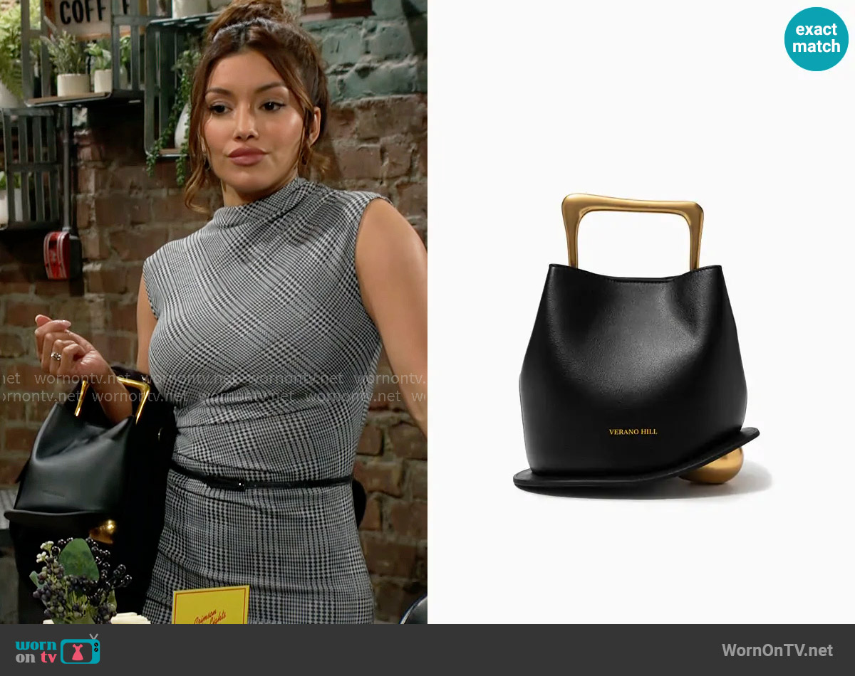 Verano Hill Vienna Handbag in Black worn by Audra Charles (Zuleyka Silver) on The Young and the Restless