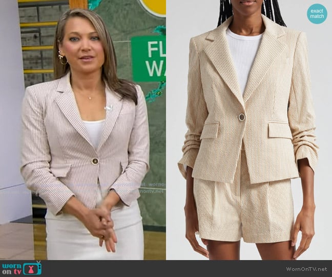Veronica Beard Aaliyah Seersucker Dickey Jacket worn by Ginger Zee on Good Morning America