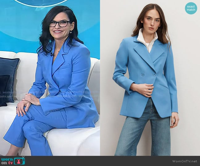 Mary Claire Haver’s blue double breasted blazer on Today