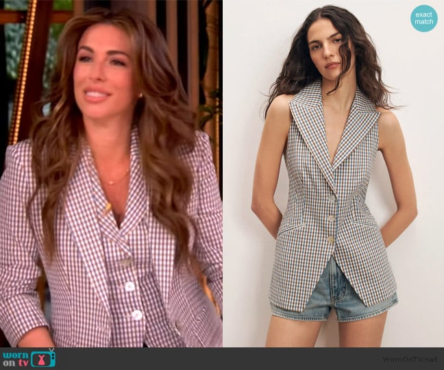 Veronica Beard Costa Stretch Cotton Gingham Vest worn by Alyssa Farah Griffin on The View