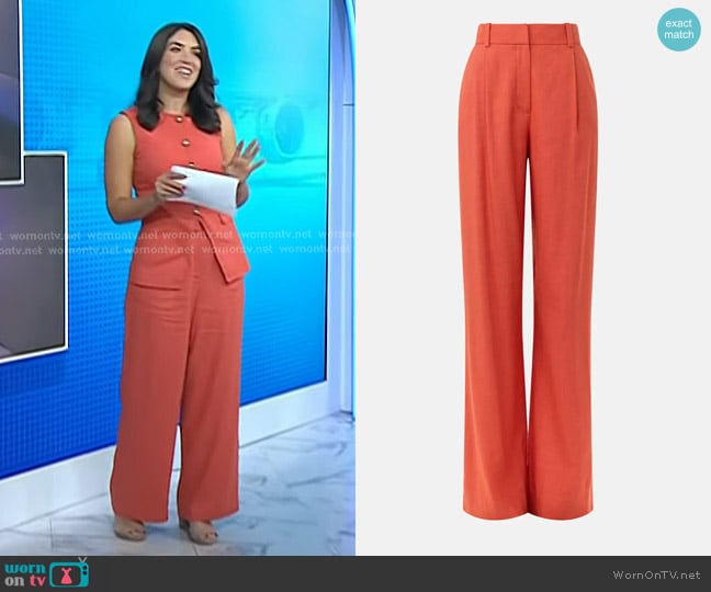 Veronica Beard Heyser Wide-Leg Pant in Persimmion worn by Liz Kreutz on Today