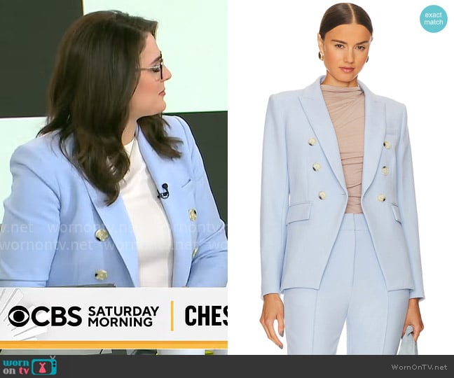 Veronica Beard Miller Dickey Jacket in Ice Blue worn by  on CBS Mornings