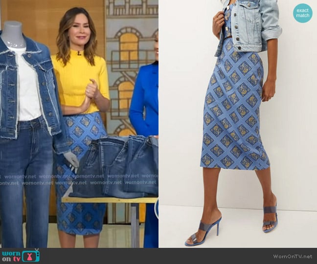 Veronica Beard Troye Skirt worn by Rebecca Jarvis on Good Morning America