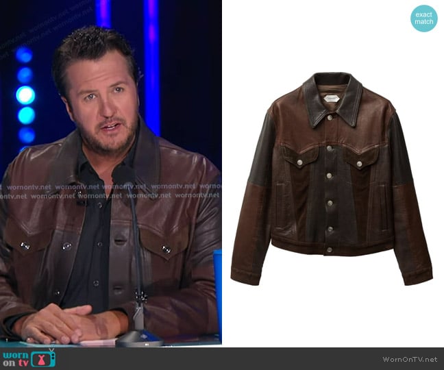 Versace Color-block Leather Blouson in Brown worn by Luke Bryan on American Idol