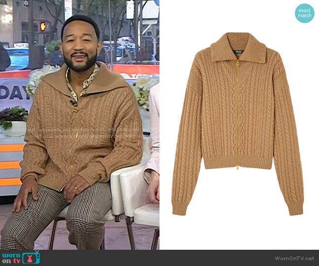 Versace Zip Cable-knit Cardigan worn by John Legend on Today