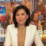 Vicky’s beige ribbed top and ivory knit blazer on NBC News Daily