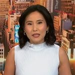 Vicky’s blue ribbed sleeveless dress on NBC News Daily