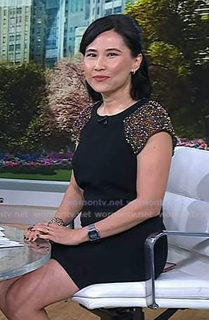 Vicky’s black embellished shoulder dress on Today