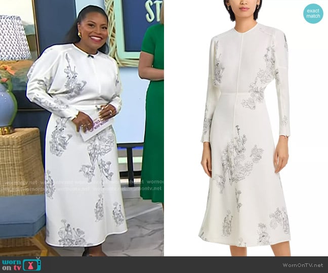 Victoria Beckham Dolman Midi Dress in Off White worn by Sheinelle Jones on Today