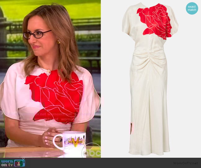 Victoria Beckham Gathered floral midi dress worn by Sarah Isgur on The View
