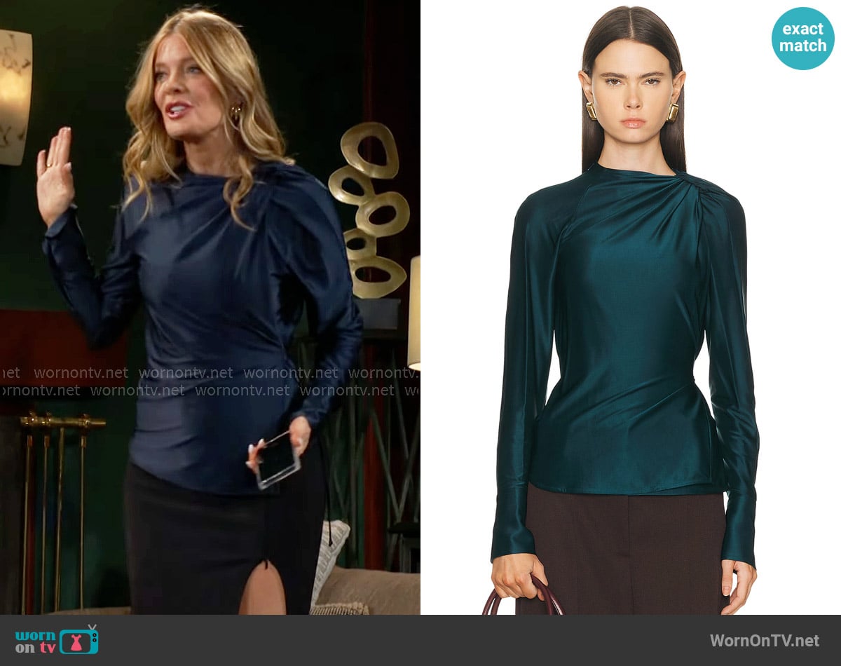 Victoria Beckham Twist Detail Blouse worn by Phyllis Summers (Michelle Stafford) on The Young and the Restless