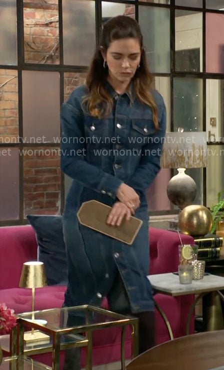 Victoria’s denim midi dress on The Young and the Restless