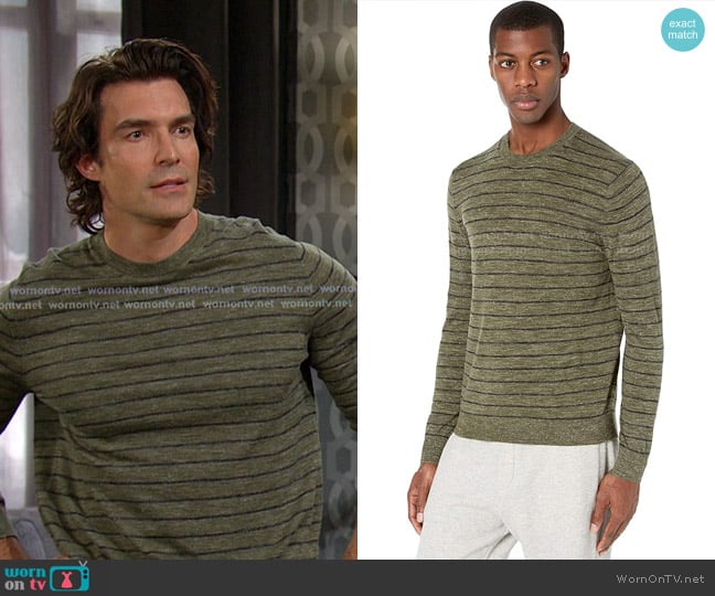 Vince Feeder Stripe Long Sleeve Crew worn by Dimitri Von Leuschner (Peter Porte) on Days of our Lives