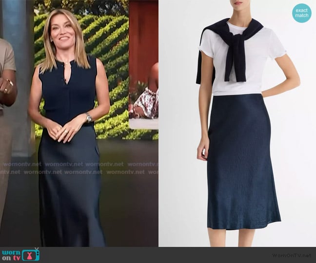 Vince Satin Slip Skirt worn by Kit Hoover on Access Hollywood