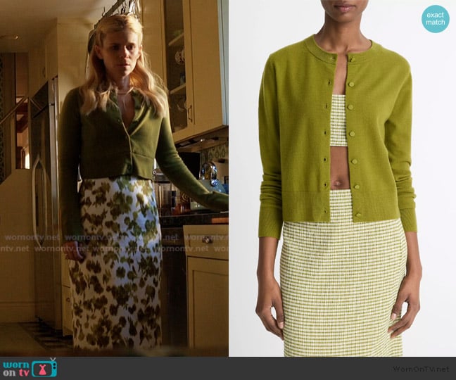 Vince Wool & Cashmere-Blend Tipped Half-Moon Cardigan worn by Nancy (Kate Mara) on Imperfect Women