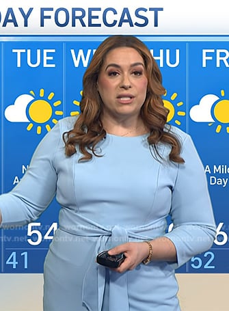 Violeta Yas's light blue tie waist sheath dress on Today
